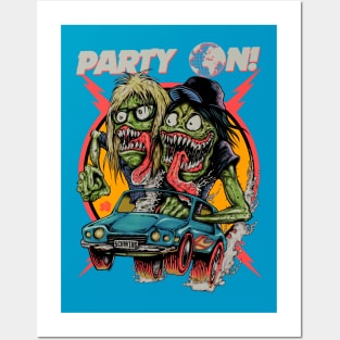 "PARTY ON!" BLUE Posters and Art